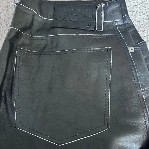 John Varvatos Black Leather Jeans